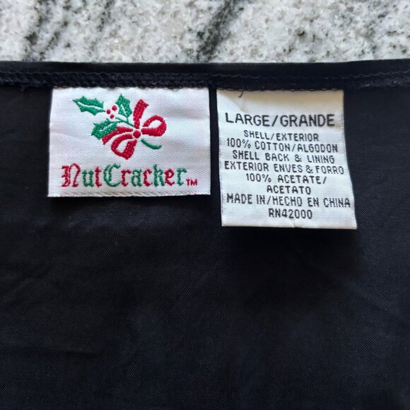 VTG Nutcracker Women's Cotton Christmas Bears Vest Size Large Button-Up Tie Back - Picture 10 of 11